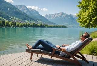 détente au bord du lac d'Annecy