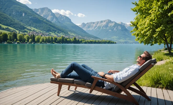 détente au bord du lac d'Annecy